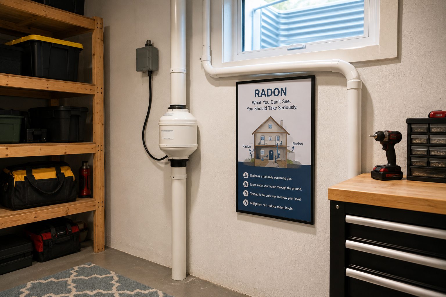 Radon mitigation system installation